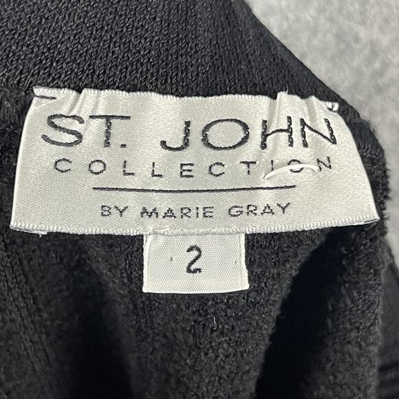 Vintage St John Sport Marie Jacket Skirt Set Womens 2 Black Gold Button FLAWED - Picture 16 of 16